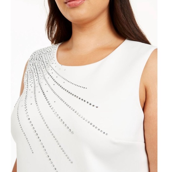 Calvin Klein Women’s Sleeveless Sheath with Shoulder Embellishment Plus Size 16W - Picture 3 of 13